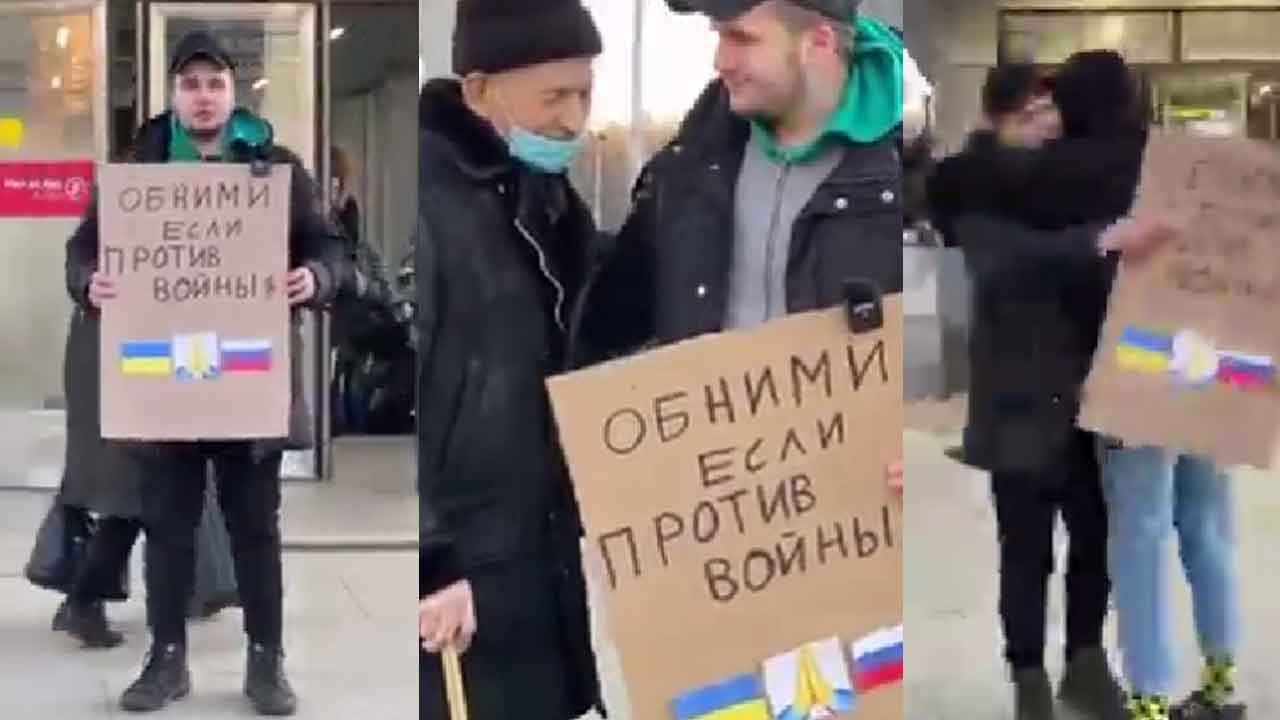 Rusya’da sosyal medyayı ağlatan Ukrayna eylemi! ‘Sarıl bana’ deyip…