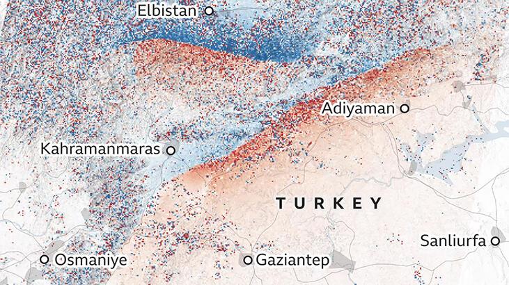 Depremlerinin yol açtığı yer hareketleri uzaydan haritalandırıldı