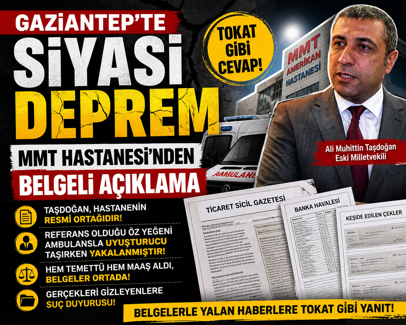 Gaziantep’te Siyasi Deprem: MMT Hastanesi’nden Belgeli Açıklama